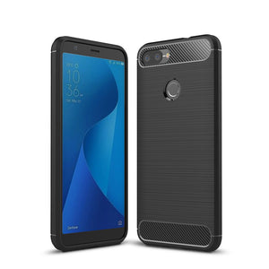 Dayspirit Wire Drawing Carbon Fiber TPU Back Case for Asus Zenfone Asus Zenfone Max Plus (M1) ZB570TL - Black