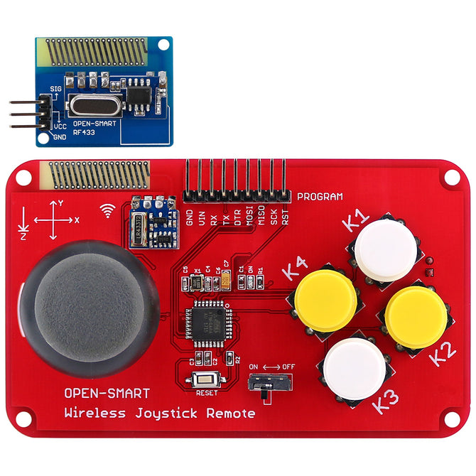 OPEN-SMART PS2 Joystick Keypad RF 433MHz Wireless Joystick Game Controller Module Kit for Smart Car / 4-axis Aircraft