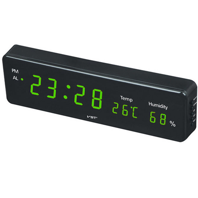 VST Big Number Large LCD Digital Wall Clock Table Watch, Desk Alarm Clock with Temperature Snooze Calendar (EU Plug)