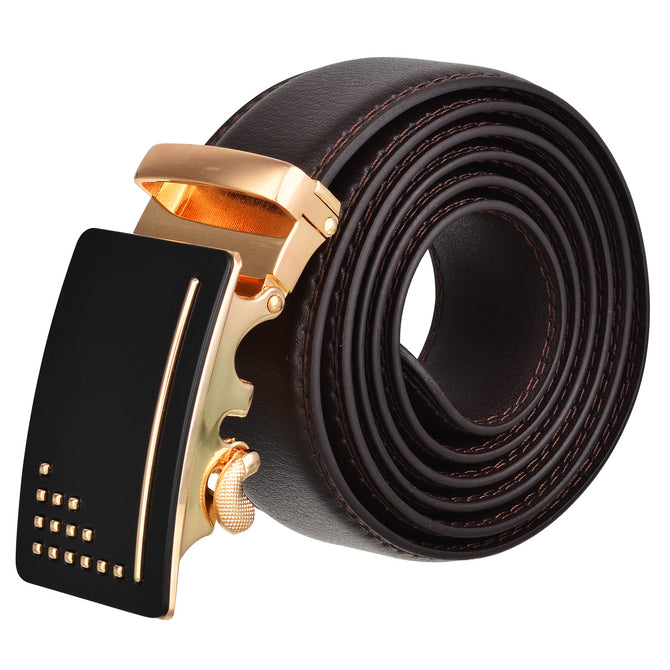 Premium Men's Automatic Buckle Leather Belt - Brown