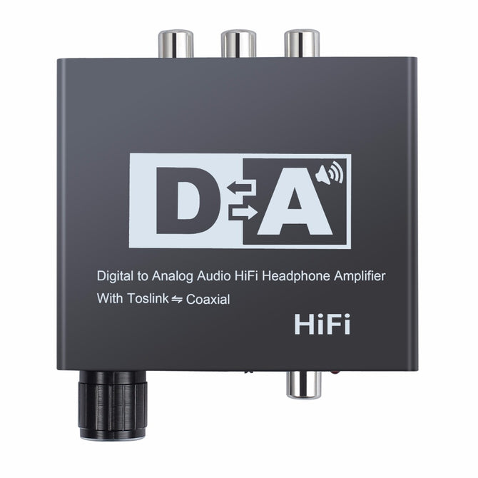 Digital to Analog Audio Converter Hi-Fi 3.5mm Jack Headphone Amplifier with Volume Control, DC Power Port