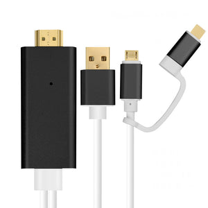 Lightning + Micro + HDMI to HDMI 1.3 HD Adapter Cable for IPHONE 6, 6S, 6 Plus - Black