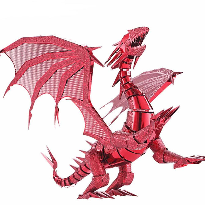 ZHAOYAO Cool Flame Dragon Style 3D Creative Metal Handmade DIY Assembly Puzzles Model Toy - Red