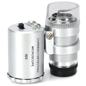 Super Mini 60X Microscope with 2-LED + Currency Detecting UV Light