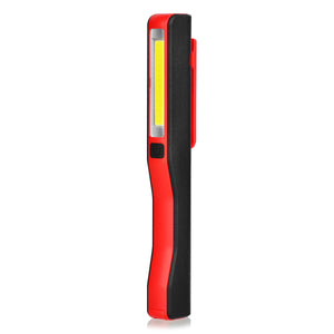 Mini USB Rechargeable COB LED Super Bright Cold White Inspection Working Light with Clip, Magnetic Strip - Red