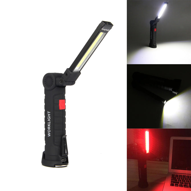 W-51 3W COB LED 180-Degree Rotating 5-Position USB Magnetism Work Light - Black