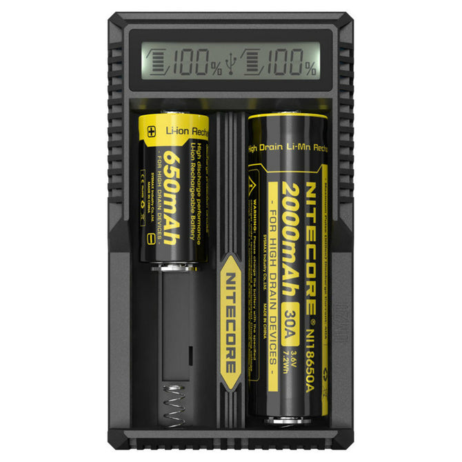 Nitecore UM20 Smart Charger with High Definition LCD Display for 18650 18490 18350 10440 Batterie - Black