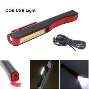 ZHAOYAO USB Charging Mini Pen Multifunction COB LED Magnetic Torch Light Working Inspection Lamp - Black + Red