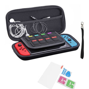 Protective Hard Portable Travel Bag Shell Pouch +Tempered Glass Screen Protector for Nintendo Switch