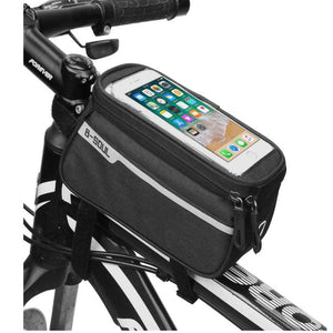 B-SOUL Waterproof Outdoor Cycling Polyester Screen Touch Saddle Handlebar Bag for Mobile Phone - Black