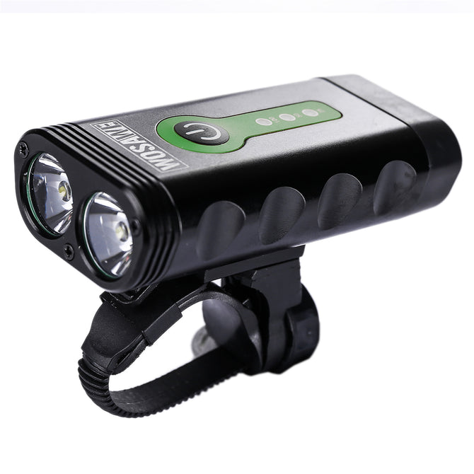 WOSAWE Double LED Bicycle Front Light Headlamp with Built-in Battery