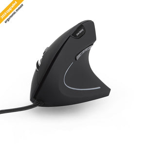 MODAO Ergonomic High Precision Optical Vertical USB Wired Mouse with Adjustable DPI - Black