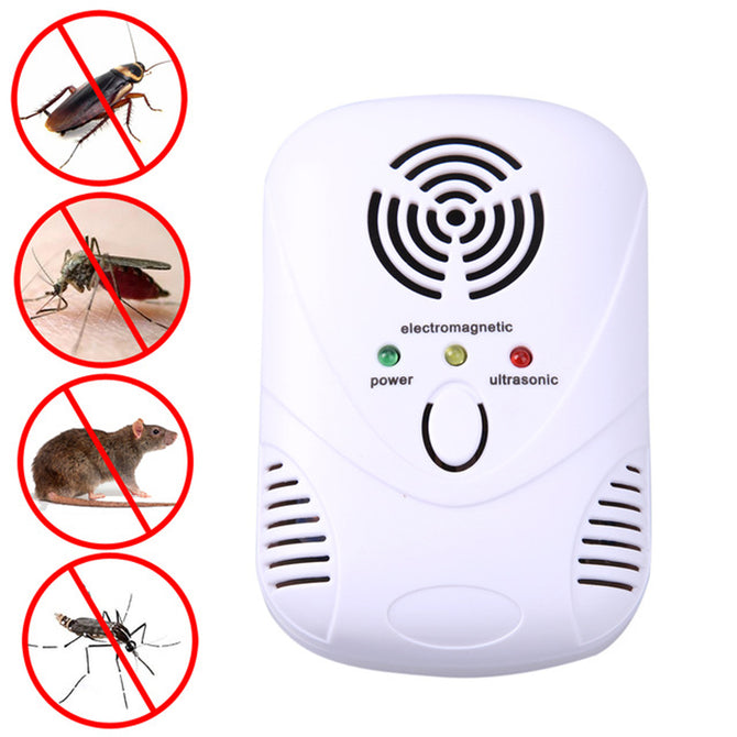 110-250V/6W Electronic Ultrasonic Mouse Killer, Insect Rats Spiders Cockroach Trap Mosquito Repeller Control (US Plug)
