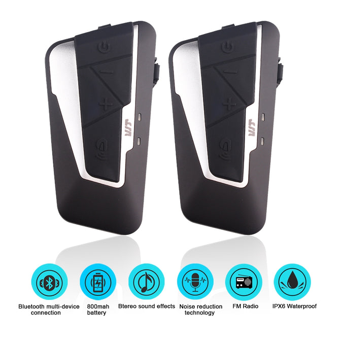 T9S Waterproof Motorcycle Helmet Bluetooth Interphone Intercom Headset - Black (EU Plug / 2Pcs)