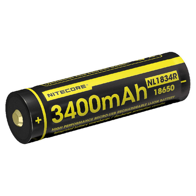 Nitecore NL1834R 3400mAh Micro-USB Rechargeable 18650 Li-ion Battery with Charging Port