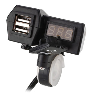 Motorcycle USB Socket Charger with LED Display, Voltage Voltmeter Meter 5V 3.1A