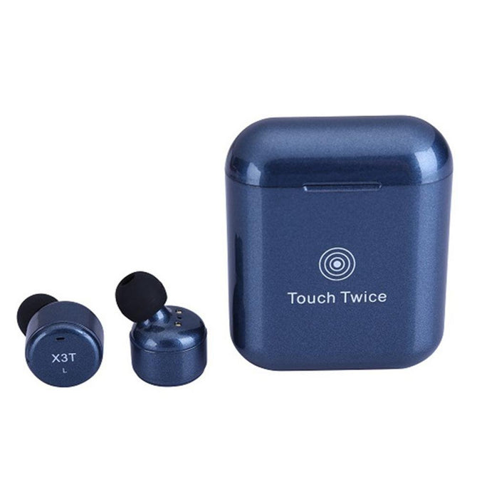 X3T TWS Wireless Universal Portable Mini Bluetooth Headset Earphone with Charging Box - Navy Blue