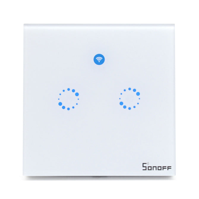 Sonoff T1 Smart WiFi RF / APP / Touch Control Wall Light Switch - 2 Gang (UK)