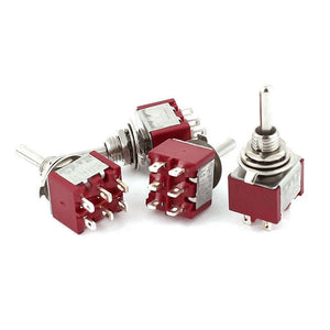 RXDZ 10Pcs AC 250V 2A 120V 5A 6-Pin Terminal DPDT Toggle Switch with ON / OFF / ON 3 Positions
