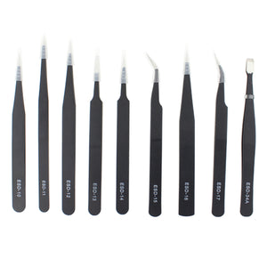 JIAFA JF-8118 9 in 1 Anti-static Precision Tweezers Set with Bag - Black