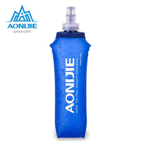 AONIJIE 500ML Folding Plastic TPU Soft Water Bottle Bag for Cross-Country Running, Sports - Blue
