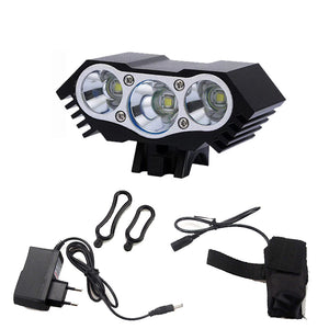 ZHAOYAO IPX6 Waterproof XM-L T6 3-LED Mountain Bike Headlight with DC Interface