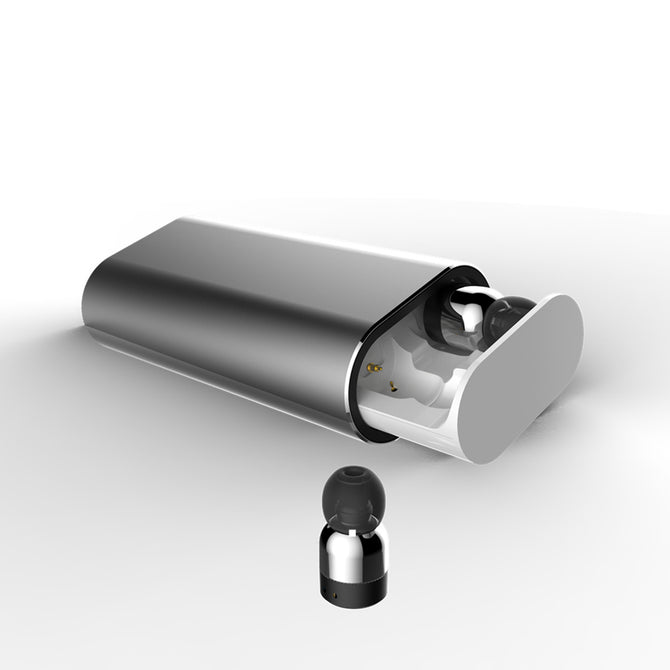 T10 Dual TWS True Wireless Bluetooth In-ear Stereo Music Headset, IPX4 Invisible Earphone w/ Mic, 2000mAh Charging Box - Grey