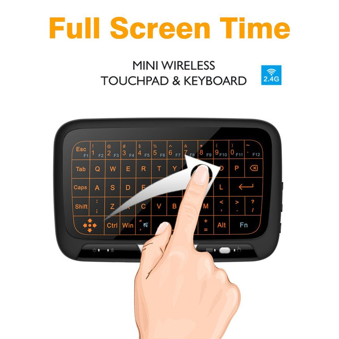 Measy H18+ 2.4GHz Backlit Wirless Mini Whole Glass Screen Panel Touchpad and Keyboard Combo