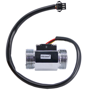 OPEN-SMART G3/4 Chrome-plated Alloy Steel Water Flow Sensor Turbine Hall Flowmeter for Arduino