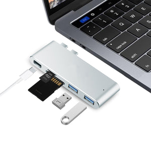 Measy Aluminum Alloy Type-C USB-C Hub Adapter for New 2016 2017 MacBook Pro 13" and 15" - Silver