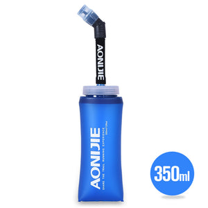 AONIJIE 600ML Folding Plastic Soft Water Bottle Bag w/ Long Mouth Design for Running, Marathon, Sports - Blue