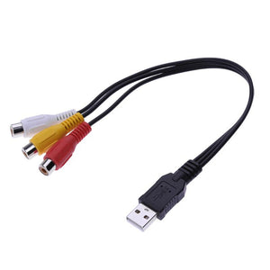 Cwxuan 30cm USB Male to 3 RCA Female Audio Video AV Adapter Cable for VCD DVD HDD Player to AV Equipment