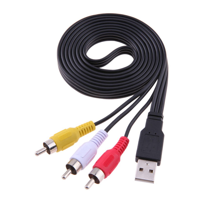 Cwxuan 150cm USB Male to 3 RCA Male Audio Video AV Adapter Cable for VCD DVD HDD Player to AV Equipment