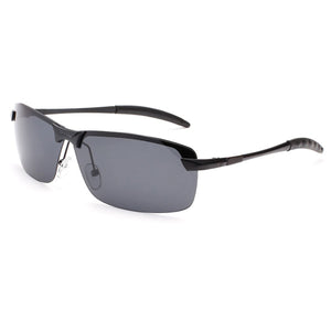 Men's Fashion Polarized UV400 Protection Metal Frame PC Lens Sunglasses - Black + Grey