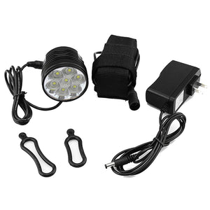 ZHAOYAO Mountain Bike 7-LED Headlight Lamp Kit with 18650 Battery + US Plug Charger