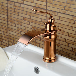 Contemporary Brass Deck Mounted Ceramic Valve One Hole Rose Gold, Bathroom Sink Faucet w/ Single Handle