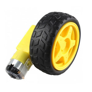 RC Smart Car Chassis Robot Rubber Tire + DC Gear Motor - Yellow + Black