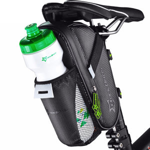 ROCKBROS Waterproof MTB Bike Bicycle Rear Saddle Bag with Water Bottle Pocket - Black