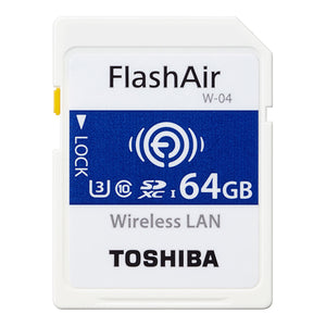 Toshiba FlashAir Wireless LAN W-04 SDHC 64GB U3 Class10 Memory Card w/ R:90MB/s, W: 70MB/s
