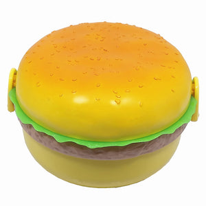 500ML Simulated Hamburger Style Three-Tier Lunch Box with Fork / Spoon for Office / School / Outdoor - Yellow