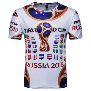 2018 Russian World Cup Men's Short Sleeves Commemorative T-Shirt - White (XL)