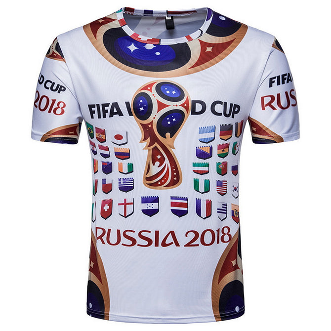 2018 Russian World Cup Men's Short Sleeves Commemorative T-Shirt - White (XL)