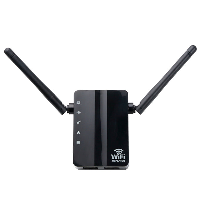 Mini Wireless N Router, 300Mbps Wi-Fi Repeater, Long Range Extender Booster - Black (EU Plug)