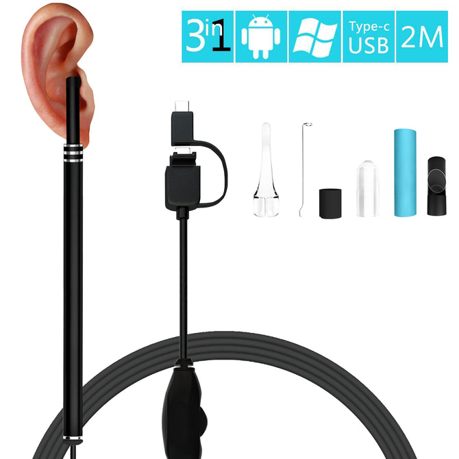Measy Ear Digital Endoscope Otoscope, Earwax Cleansing Tool with 6 LEDs for Micro USB, USB-C Android Phone, Windows MAC PC