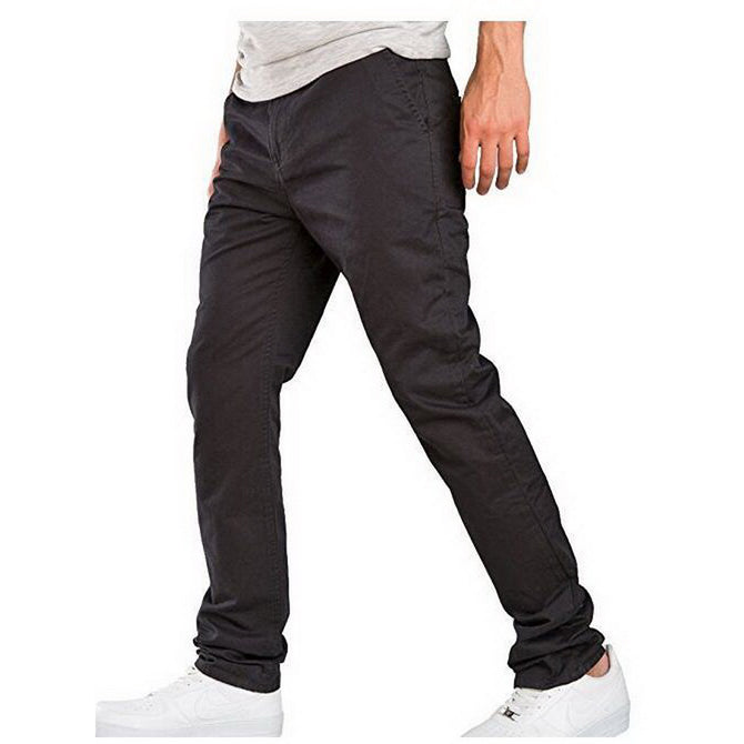 Summer Men's Solid Color Trousers Business Casual Straight-Leg Pants - Black (2XL)