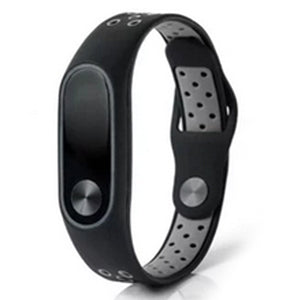 Waterproof Dual Color Silicone Replacement Wristband Band Strap for Xiaomi Mi2 Fitness Bracelet - Black