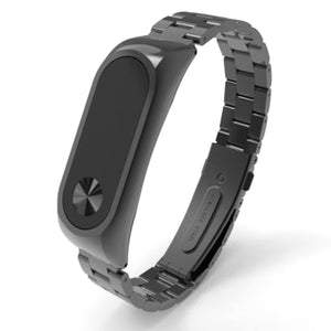 Replacement Stainless Steel Luxury Wristband Metal Ultrathin Strap for Xiaomi Mi Band 2 - Black