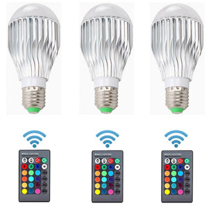 ZHAOYAO 3Pcs E27 10W 900LM AC85-265V Dimmable RGB LED Bulb Light w/ Remote Control