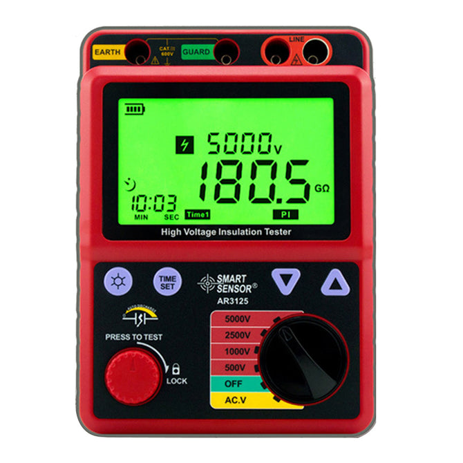 AR3125 500~5000V Smart Sensor Megohmmeter, High Voltage Insulation Resistance Tester Megger