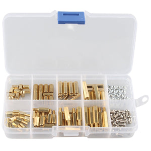 Hengjiaan 120Pcs M3 Male-Female Brass Spacer Standoff Screw Nut Assortment Kit